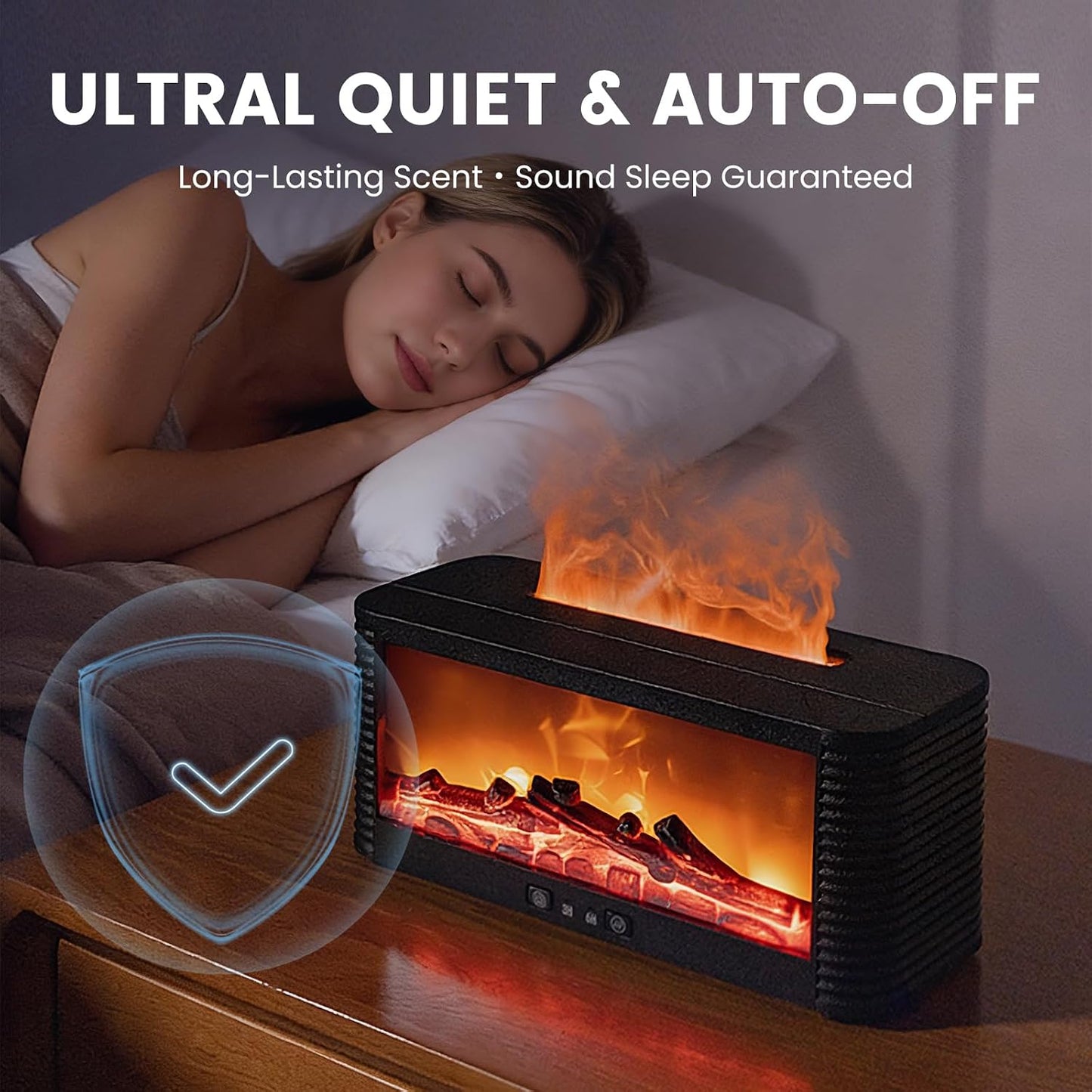 Colorful Flame Fire Diffuser Humidifier, Ultra-Quiet Aroma Essential Oils Aromatherapy Diffusers for Large Room, Bedroom, Office (Timeable, Waterless Auto off-150ml)