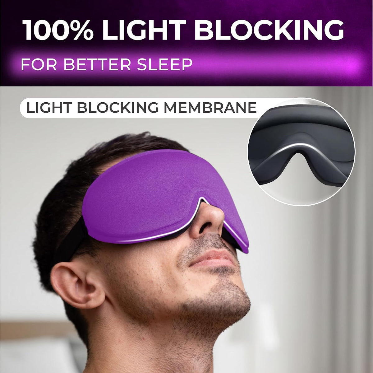 Peace&Quiet | PQ Sleep Mask for Side Sleepers - 3D Contoured Light Blocking Sleeping Mask for Women and Men, Lightweight & Soft Eye Shade Cover for Deep Rest, Premium Quality (Black)