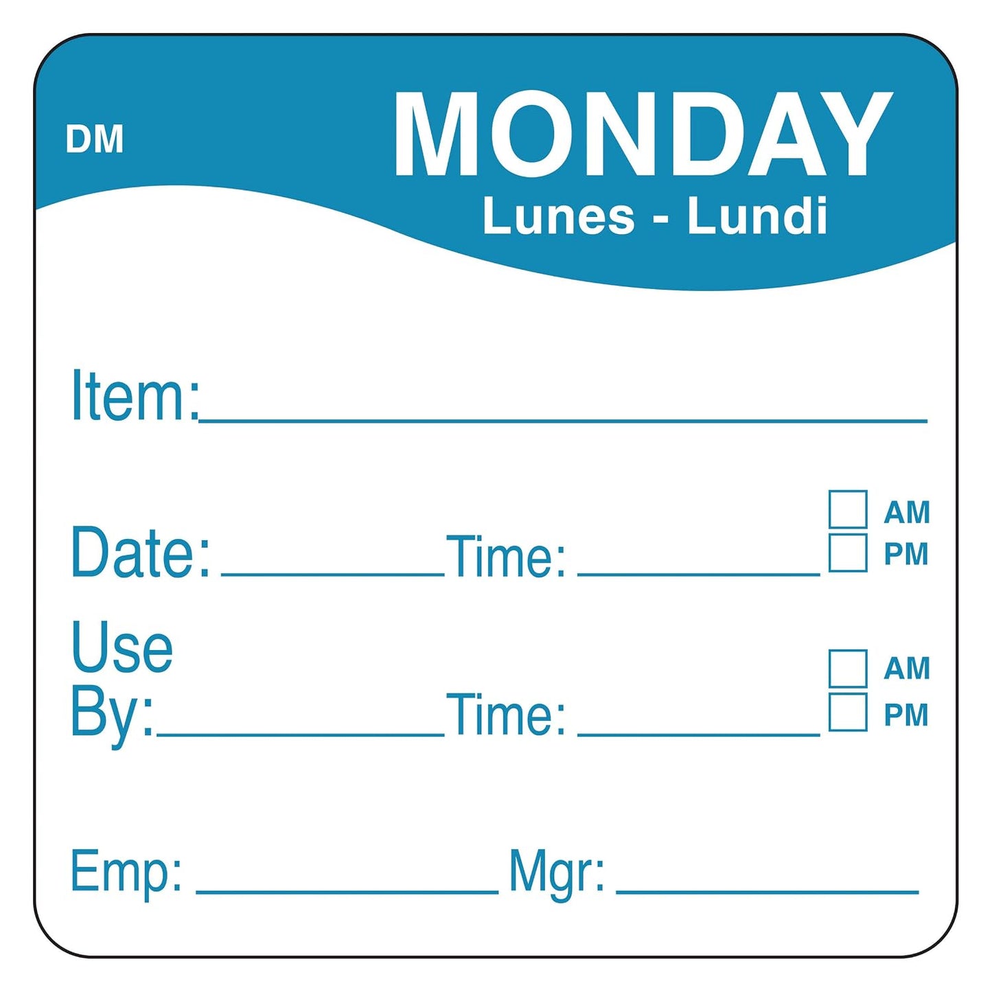 DayMark Day of the Week 2" Square Dissolvable Labels, Monday-Sunday, Label Dispenser Included (1,750 labels)