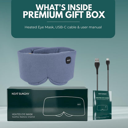 Heated Eye Mask – Cordless Electric Warm Eye Compress for Dry Eyes, Stye & Eye Strain Relief – 4 Heat Settings, Rechargeable, Light-Blocking, Blackout, Washable Cover (Ocean Stone)