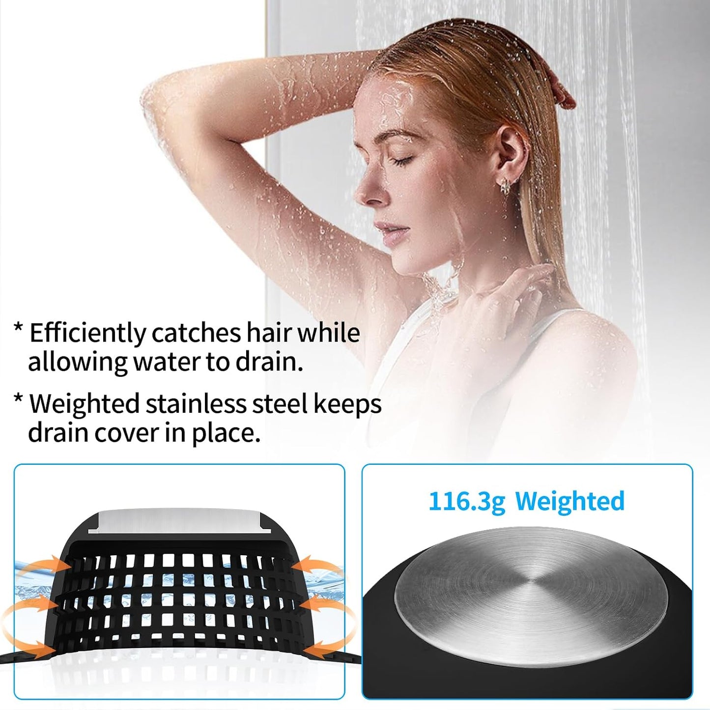 Aluvor Shower Drain Hair Catcher Bathtub Drain Cover Sink Drain Protector | Bathroom Sink & Bathtub Drain Strainer for Pop-Up & Regular Drains, Silver Grey