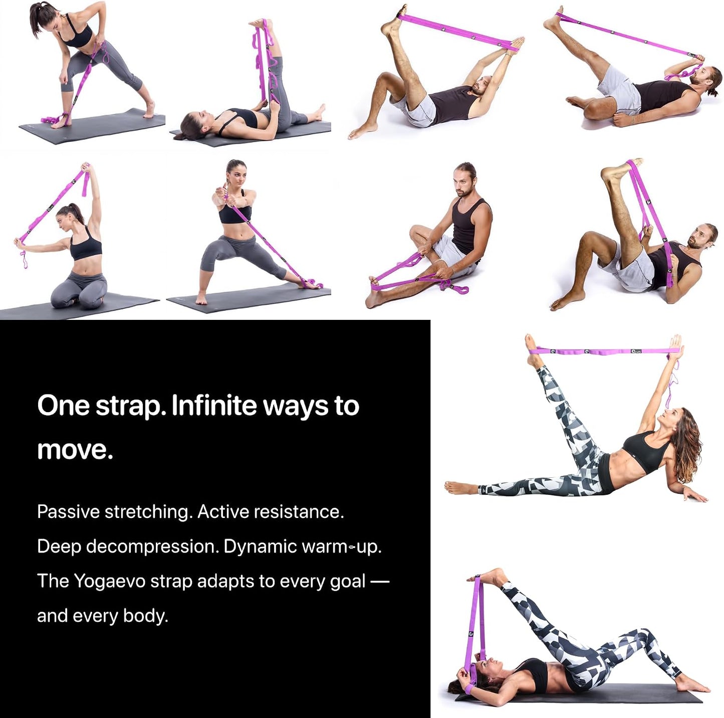 YogaEVO Elastic Stretching Strap with Loops for Physical Therapy