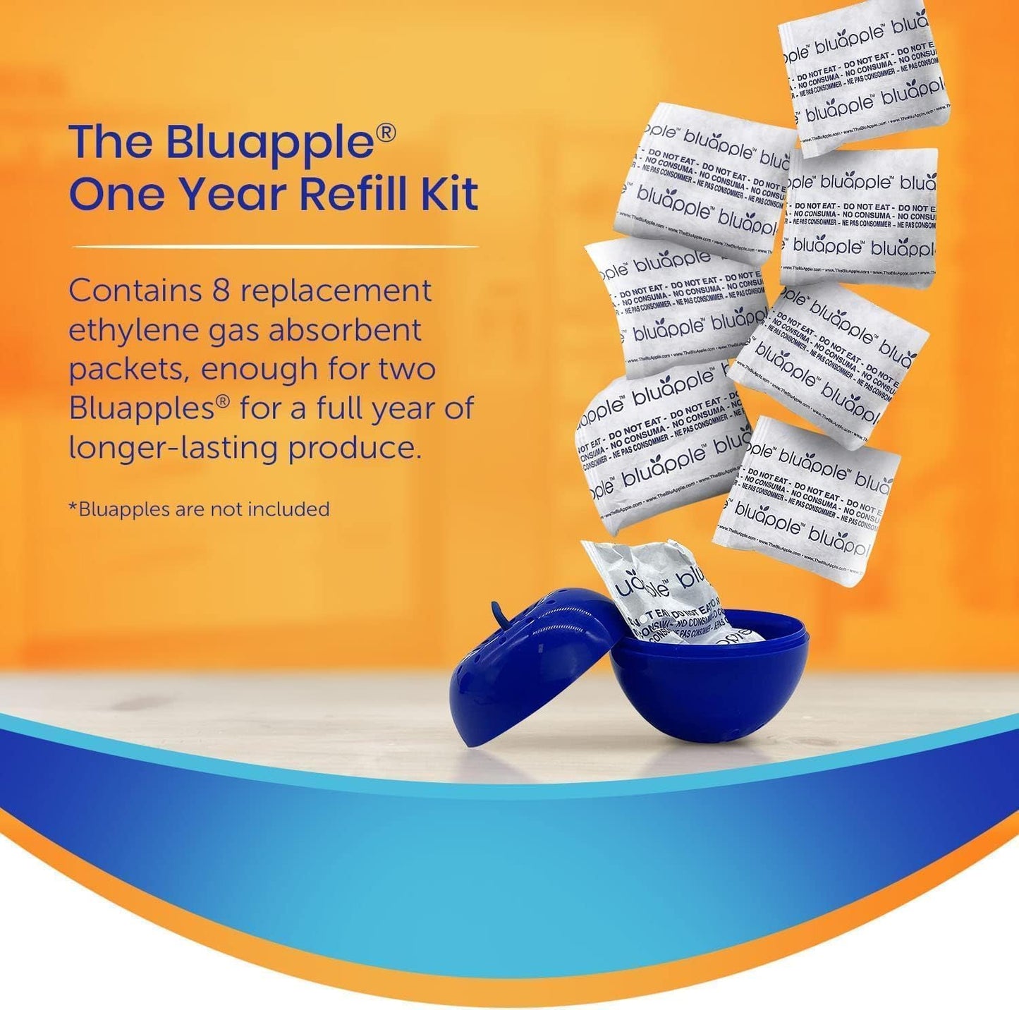 Bluapple Produce Saver Ethylene Gas Absorber - Fresh Fruit & Vegetable Storage for Refrigerator Crisper, Shelves & Fruit Bowls, Produce Keeper, Fruit Saver, Kitchen Must Haves, BPA-Free - 2-Pack