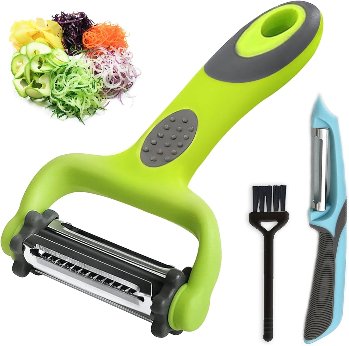 Bestac 3-in-1 Multifunctional Fruit & Vegetable Peeler - Stainless Steel Blade for Peeling/Julienning/Slicing Non-Slip Handle Ideal for Potatoes/Cucumbers/Apples Home Kitchen Daily Use (3)