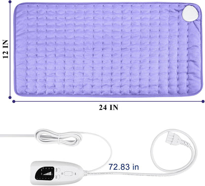 Electric Heating pad with 6 Heat Settings, Auto Shut Off, Dry Electric Heating for Back Neck Knee Arms Legs Shoulder Heat Pads for Christmas Birthday Father Mother's Day (24"X12", Gray Green)