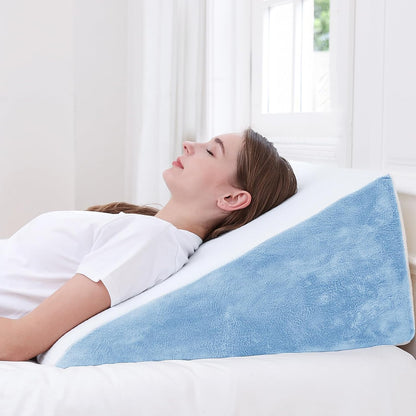 Sasttie Wedge Pillow 24x24x12 inch, Memory Foam Bed Wedge, Cool Grey | Triangle Pillow for Sleeping, Acid Reflux, Back Pain, Post-Surgery, and Snoring, Designed with Removable Washable Cover
