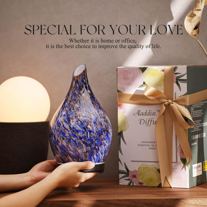 Porseme Oil Diffuser 3D Glass Aromatherapy Ultrasonic Humidifier, Air Refresh Auto Shut-Off, Timer Setting, BPA Free for Home Hotel Yoga Leisure SPA Gift 150ml Last 6H - Colors B