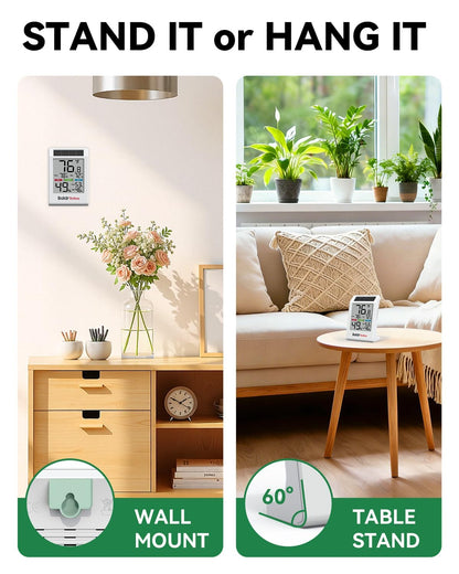 BALDR Solar Indoor Thermometer Hygrometer, Max/Min, Comfort Meter (White) | Solar & Battery Dual Power |No Setup or App Required |Clear Comfort Level Indicator |Flexible Desk or Wall Placement