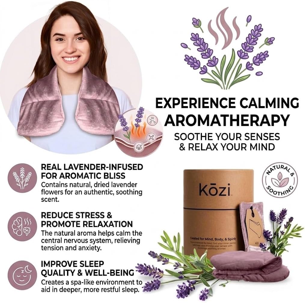 Kozi Neck Heating Pad | Microwaveable Weighted Shoulder Heating Pad | Neck and Shoulder Heating Pad with Clay Beads & Aromatherapy (Khol)