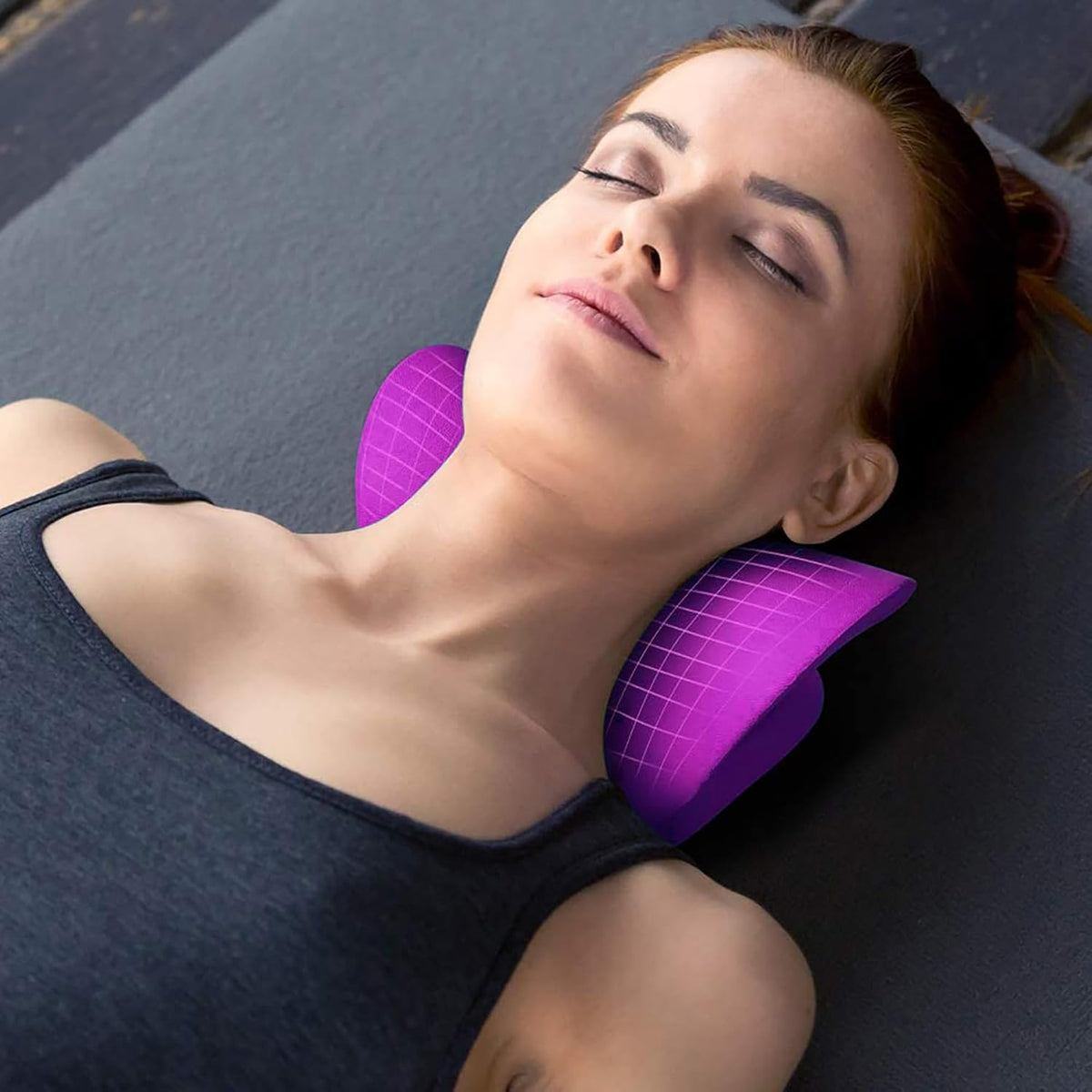 RESTCLOUD Neck and Shoulder Relaxer, Cervical Traction Device for TMJ Pain Relief and Cervical Spine Alignment, Chiropractic Pillow, Neck Stretcher (Dark Blue)