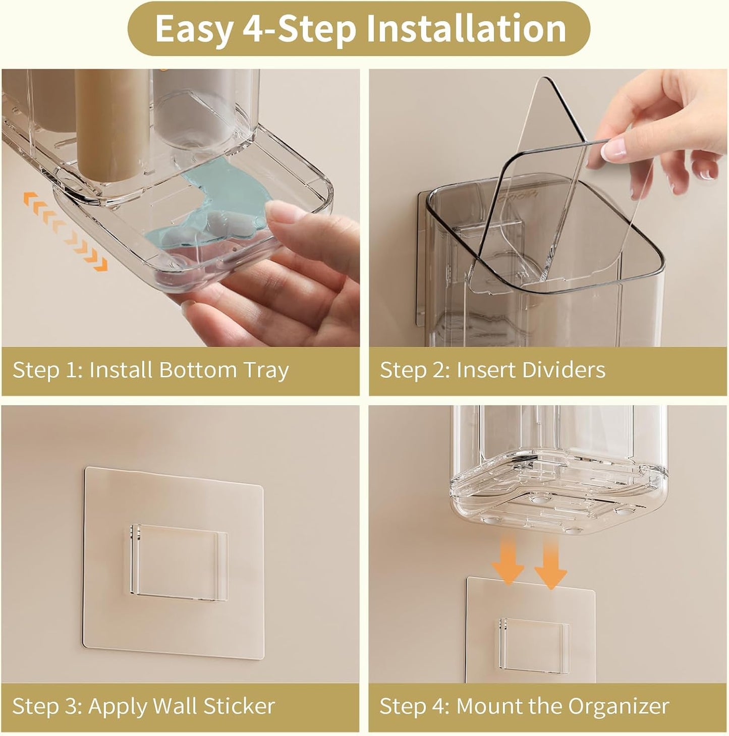 2-Slot Electric Toothbrush Holder Wall & Counter, No-Drill | Self-adhesive waterproof, Drainage holes, Keeps dry, Fits counter/wall, For bathroom vanity,, Small Size