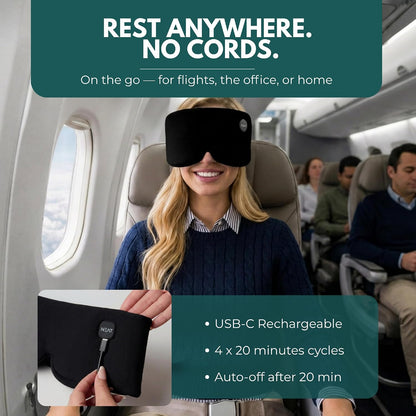 Heated Eye Mask – Cordless Electric Warm Eye Compress for Dry Eyes, Stye & Eye Strain Relief – 4 Heat Settings, Rechargeable, Light-Blocking, Blackout, Washable Cover (Ocean Stone)