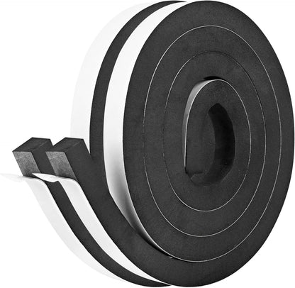 Kikerike Self Adhesive Foam Tape Weatherstrip 1/2In x 1/4In x 42Ft High Density Foam Insulation Strips Seal Weather Stripping with Strong Adhesive for Door and Window Sound Isolation Soundproofing