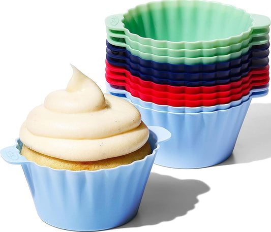OXO Good Grips Silicone Baking Cups, Pack of 12, Reusable, BPA-Free, Dishwasher Safe, Non-Stick, Food Grade, Cupcake Cups, Muffin Cups, Cupcake Liners, Muffin Liners