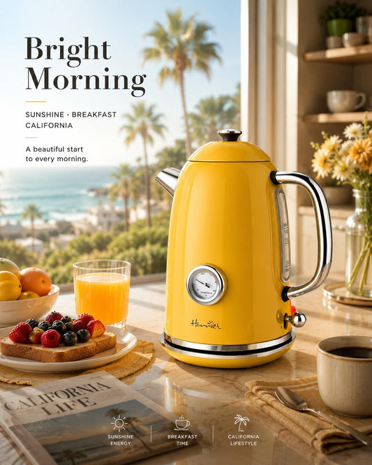 Harriet 61 oz Electric Kettle with Thermometer, Hot Water Pot, Retro
