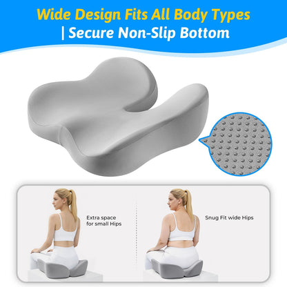 Dreamer Car Seat Cushion for Tailbone & Sciatica Pain Relief | Certified & Ergonomist-Designed,Tapered Front Edge Reduces Thigh Pressure,Wide Memory Foam for Office Chair, Car, Wheelchair