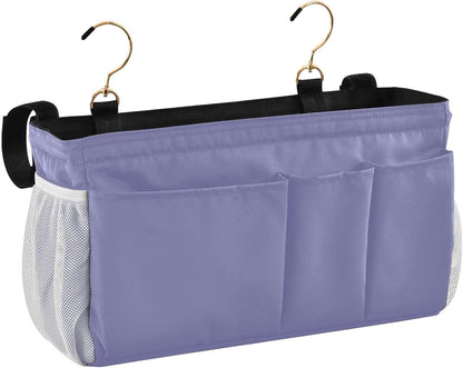 Black Bedside Caddy Storage Bag Bedside Organizer for Bed Rails College Dorm Room Organizer Caddy Hanging Shelf 6 Pockets with Hooks for Drinks Magazine Phone Holder