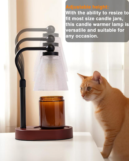 Candle Warmer Lamp with Timer, Dimmable, Adjustable Height, Oval | 2 bulbs included, no flame needed, 1-year warranty, farmhouse or modern decor, for bedroom, kitchen, living room, gifting