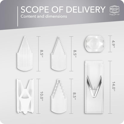Mandoline Food Slicer Börner V3 (Starter Set) by Reston Lloyd • V-Slicer with Blade Storage & Safety Food Holder • Made in Germany • Fruit & Vegetable Chopper • Multiple Settings: White