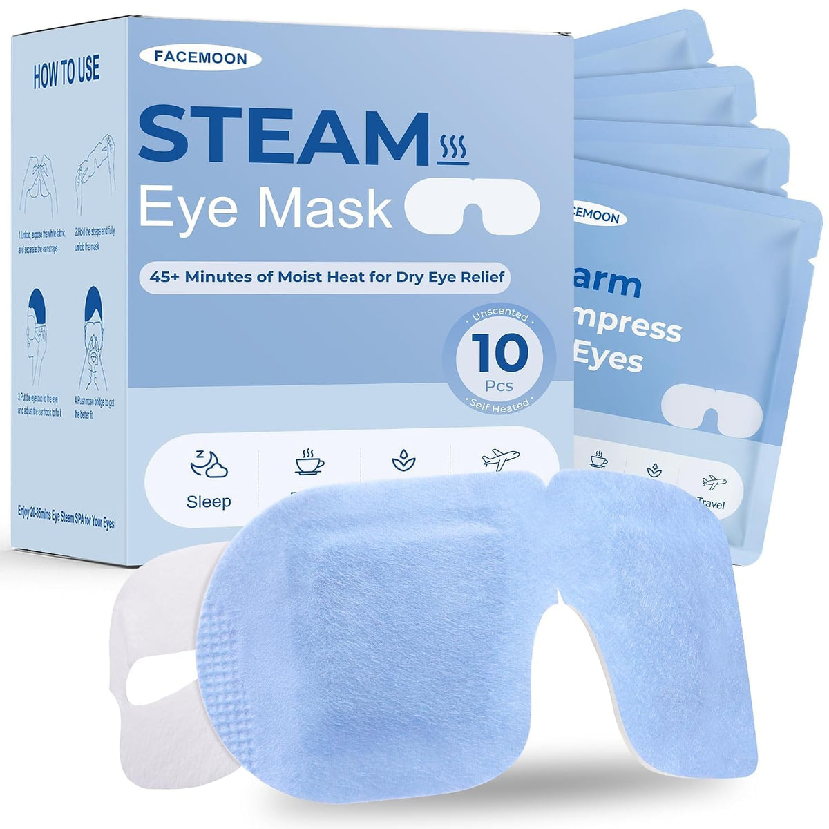 16 Pack Steam Eye Masks for Dry Eyes, Disposable Self-Heating Warm Compress
