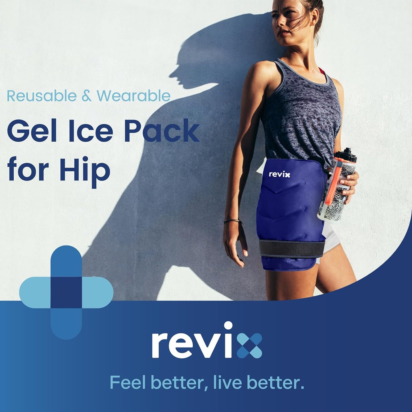 REVIX Hip Ice Pack Wrap with Straps, Reusable Gel Cold Compression for Hip Replacement, Soft Plush Lined Cold Packs for Sciatic Nerve Discomfort Relief