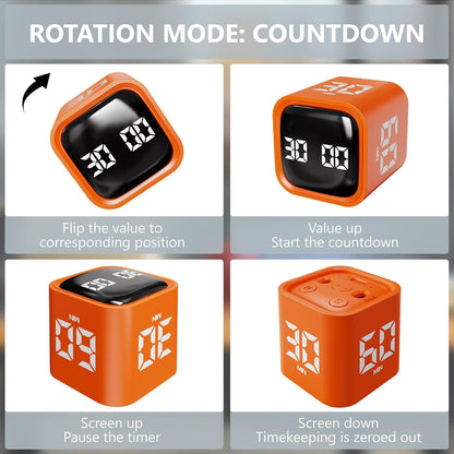 GuDoQi Multi-Function Cube Timer, 5/10/30/60 Min & Custom Count Down, Included Pause & Resume Feature, Silent, Vibrate & Adjustable Sound Alarm for Productivity in Tasks, Study & Kitchen, Purple