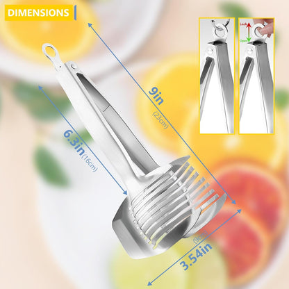 Tomato Slicer Lemon Cutter Multipurpose Handheld Round Fruit Tongs Stainless Steel Onion Holder Easy Slicing Kiwi Fruits & Vegetable Tools Kitchen Cutting Aid Gadgets Tool