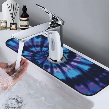 Aquamarine Blue Mexican Tiles Faucet Splash Guard Mat for Kitchen Sink 15x5.5" - Colors B