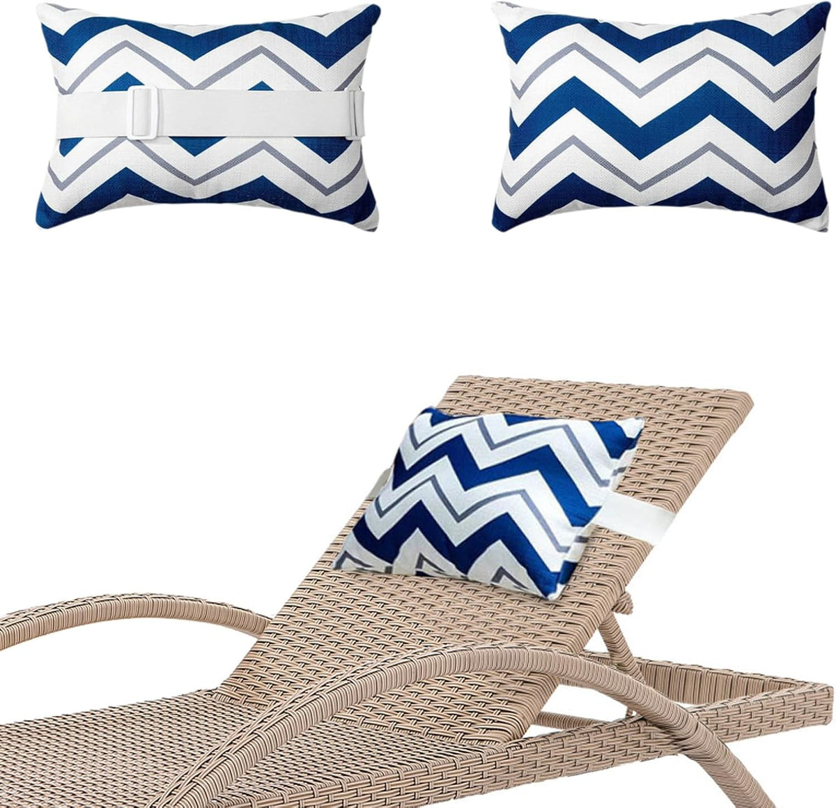 Chaise Lounge Head Pillow Oudoor Patio Pillow with Elastic Strap