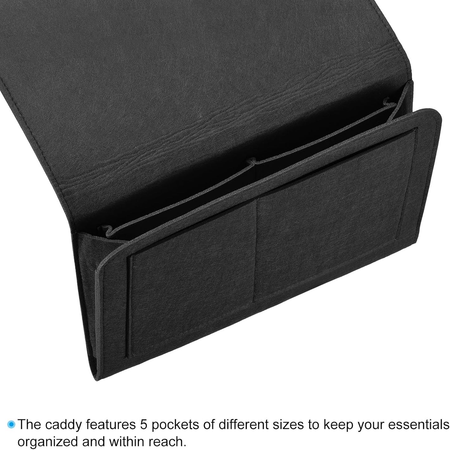 PATIKIL 11in Bedside Caddy, Bed Caddy Bedside Organizer Hanging Soft Felt 5 Pockets Bed Pockets Bedside Storage Organizer Remote Control Holder for Bedroom Phones Glasses, Green