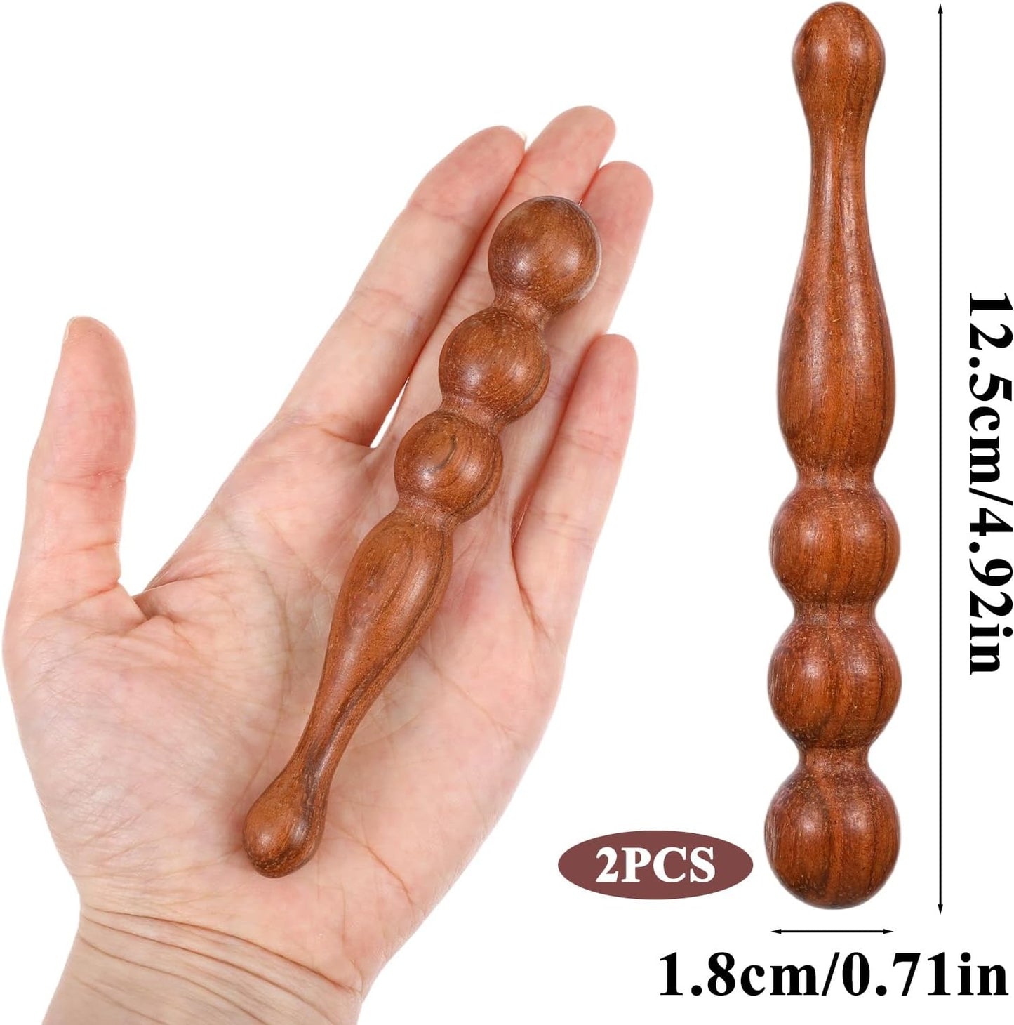 2Pcs Sandalwood Acupressure Pen, Relaxing Body Hand & Foot | Acupuncture Pen Massage Tool, Reflexology Wooden Foot Massager Roller, Pressure Point Stick Tool