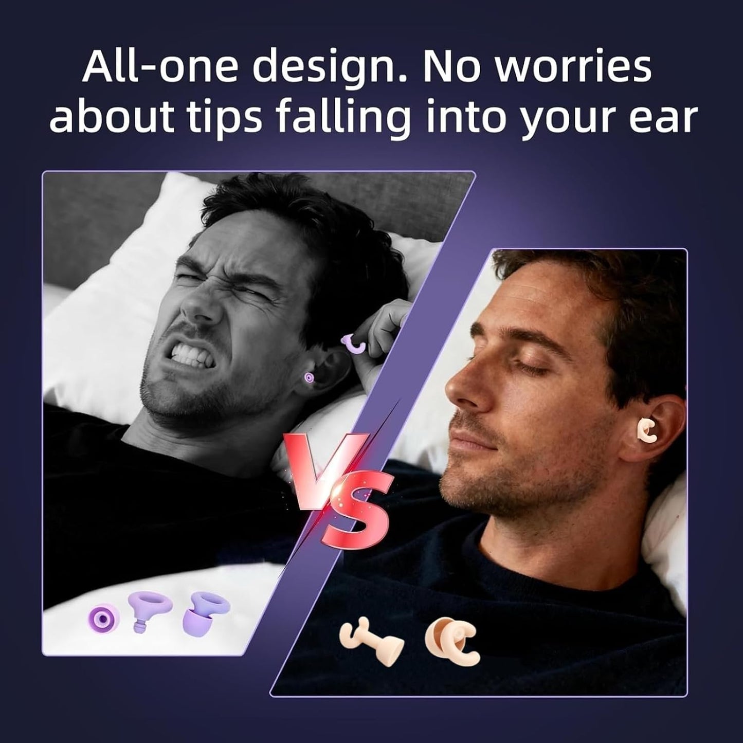 Noise Cancelling Ear Plugs Sleep 50dB NRR Side Sleep Small Ear | ultra soft silicone, reusable one-piece design, 4 sizes included, portable case