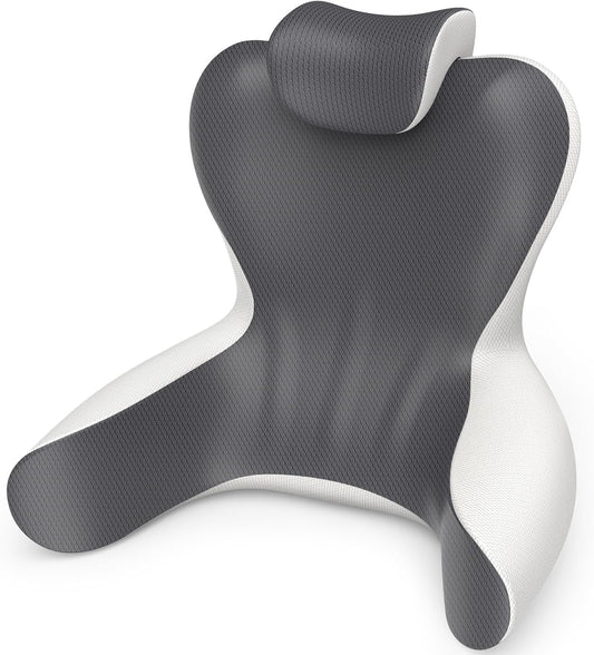 Reading Pillow for Bed, 22”H Back Pillow for Sitting Up,Bed Chair Pillows with Lumbar Rest & Neck Support,Backrest Cushion with Arms for Reclining,Gaming,Resting,Watching TV in Couch or Floor