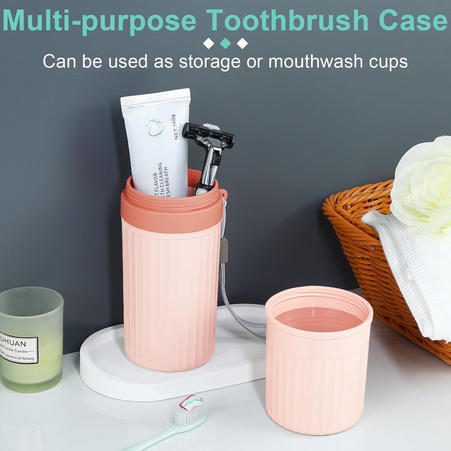 Mulbozy 4 Packs Portable Travel Toothbrush Case, Breathable Plastic Toothbrush Holder for Home, Travel, Business, Camping, School