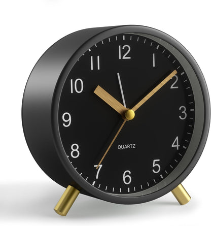 JALL Analog Alarm Clock, 4 inch Super Silent Non Ticking Small Clock with Night Light, Battery Operated, Simple Design, Easy Setting for Office, Bedroom, Bedside, Desk, Teens, Elders, Adult, Green