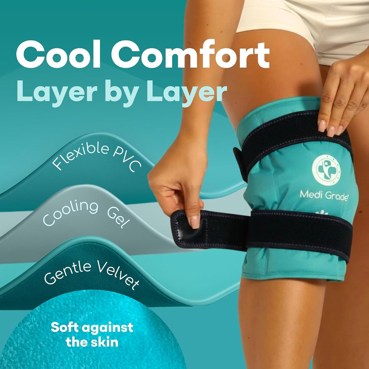 Medi Grade Knee Ice Pack Wrap, Reusable Ice Pack for Knee Pain and Surgery