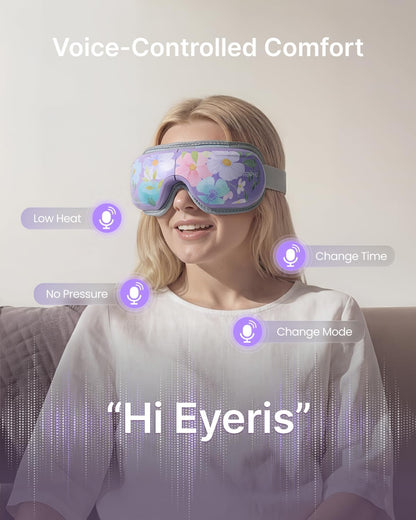 RENPHO Eyeris 3 Eye Massager with Heat and Cooling, Massaging Eye Mask | Voice Control, Vibration & Compression Massager for Dry Eyes & Head Tension, FSA Eligible HSA, Gifts for Women & Men