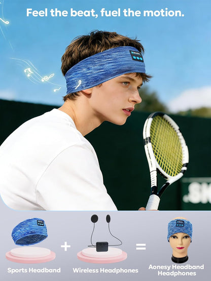AONESY Bluetooth Headband for Sleeping, Headband Headphones for Side Sleepers & Sports, Washable & Wireless Music Headband with Secure Fit for Running, Workout, Gym, Yoga - Great Gift