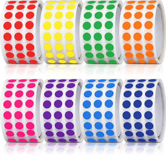 Gersoniel 8000 Pieces 1/4" Colored Dot Stickers Round Color Coding Labels