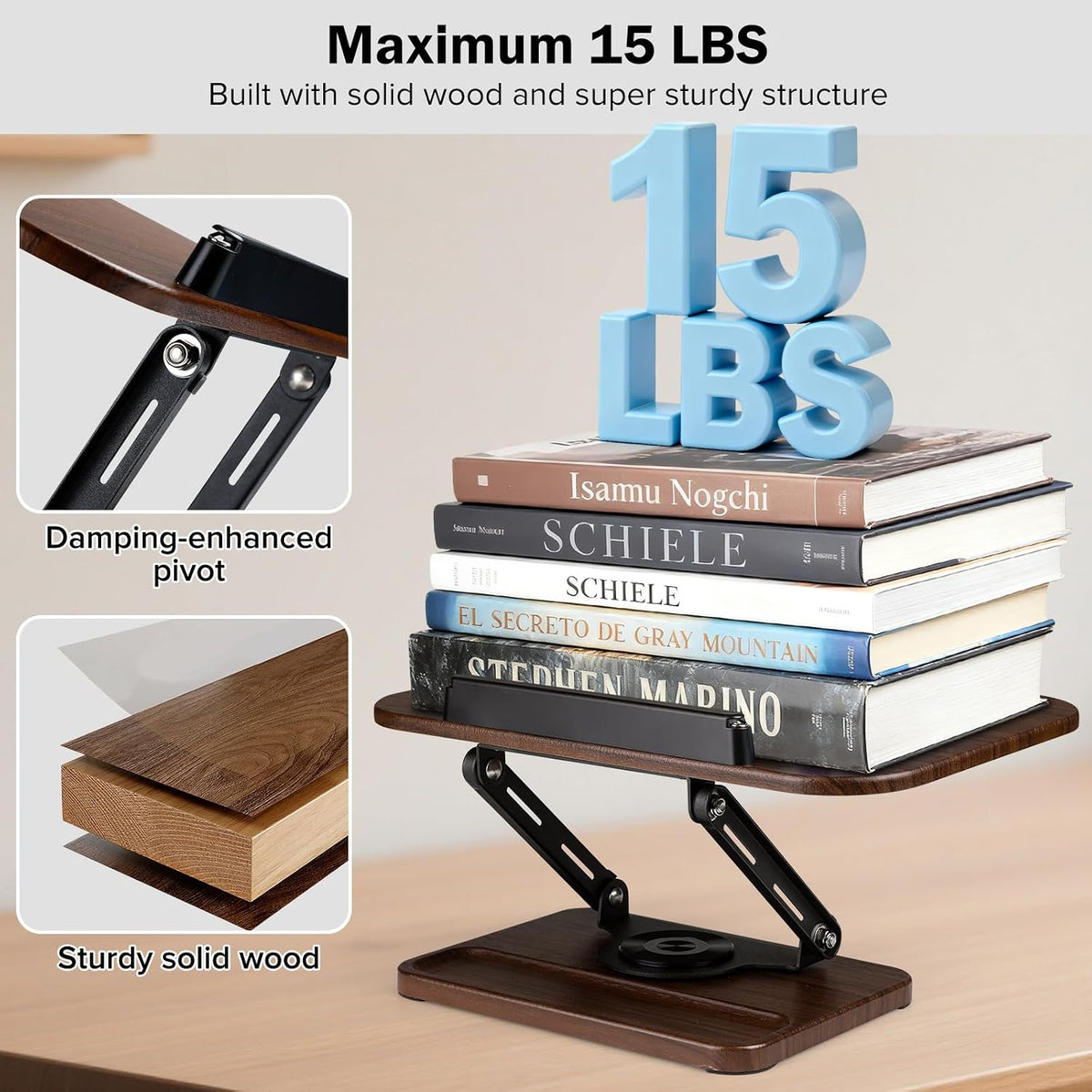Book Stand with Light & Storage, Book Holders for Reading Hands Free