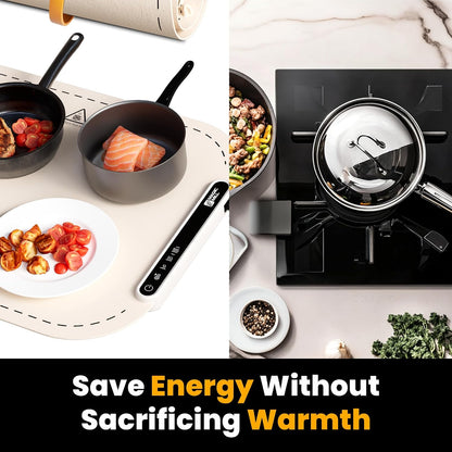 Magic Mill Warming Mat for Food - Premium XL Electric Warming Tray, 3 Temperature Levels, 10s Fast Heating Silicone Surface, Rollup Buffet Heat Pad, Non-Slip Feet, Ideal for Parties, Home, Travel