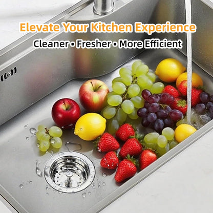 Kitchen Sink Drain Assembly, Basket Strainer with Knob, 3-1/2 Inch Sink Drain Stopper Plug, Threaded Plastic Sink Strainer Tailpiece 1-1/2 in