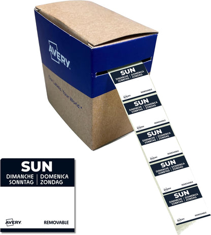 Avery Removable, Hand Writable, Food Day Labels, Wednesday, Strong Adhesive, 25 x 25 mm, Red, 1000 Labels, Preprinted Design (DLSWEDREV-1000)