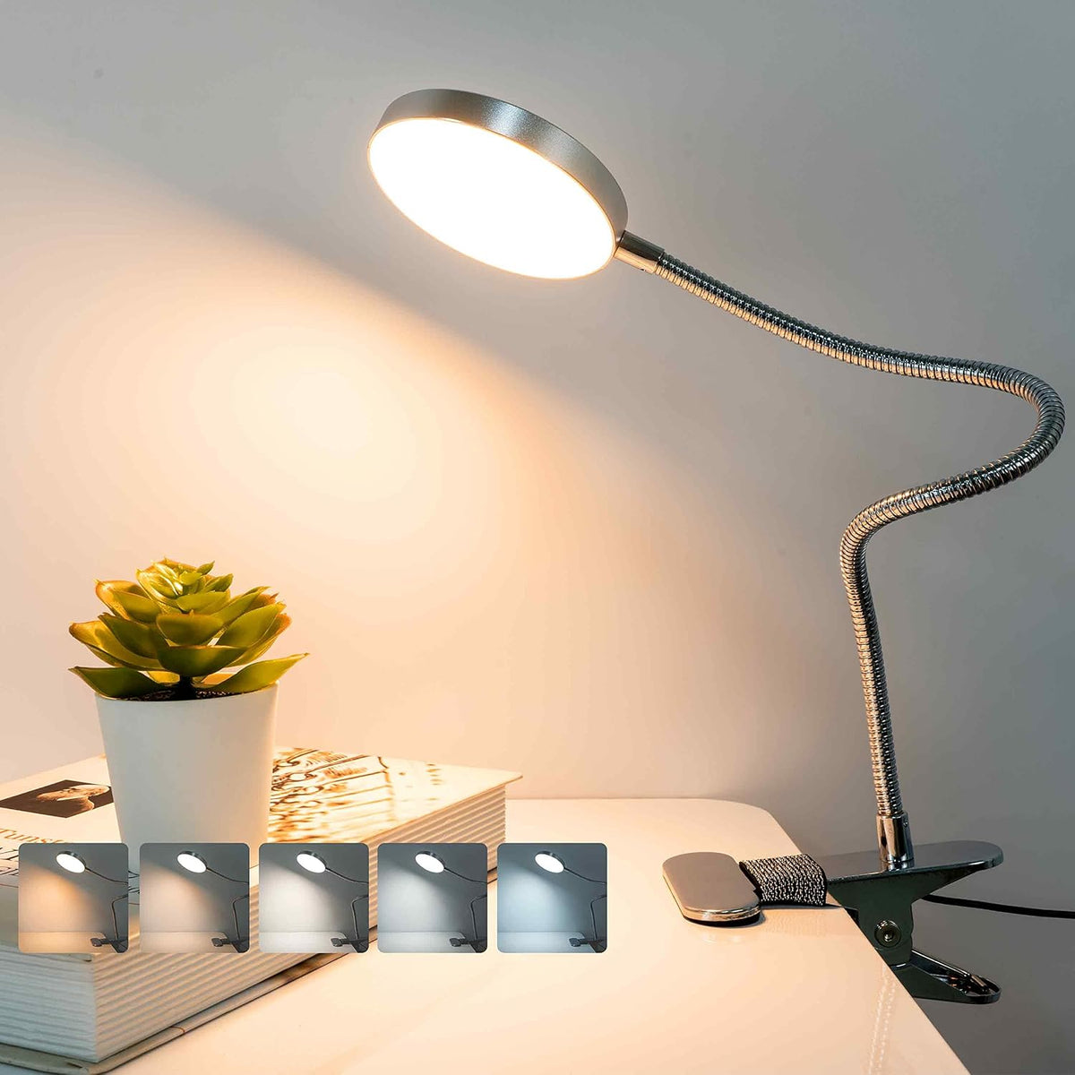 LiFMIRA Bed Lamp Clip on Light 8W 66 LED Reading Light for Bed White