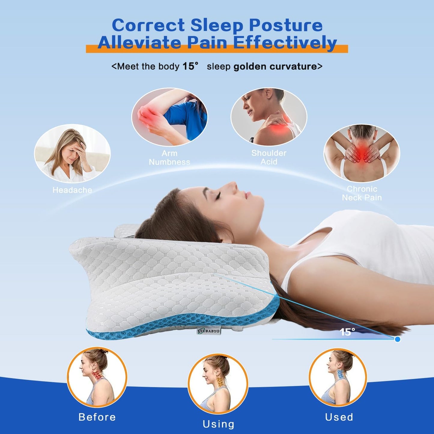 Pain Relief Cervical Pillow for Neck Support, Adjustable Ergonomic Pillow | Cozy Sleeping, Odorless Orthopedic Memory Foam Pillow, Contour Bed Pillow for Side Back Stomach Sleeper