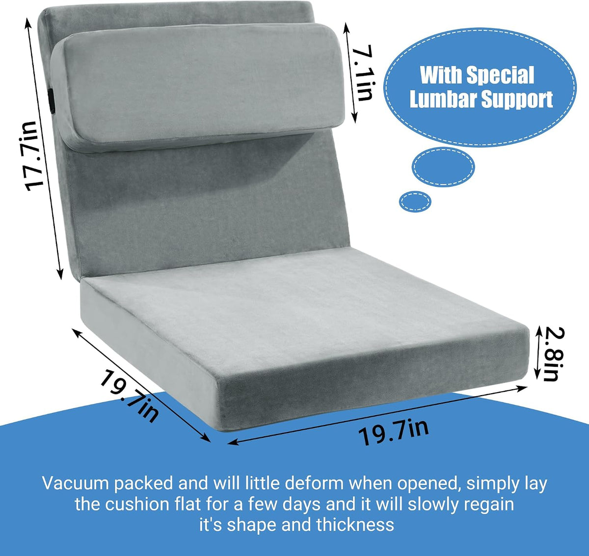 HOMBYS Recliner Seat Cushion with Lumbar Support Pillow and Adjustable Headrest, Medium Firm Foam Filling Chair Pad and Back Support, Non-Slip Design for Comfort and Pressure Reduce, Black