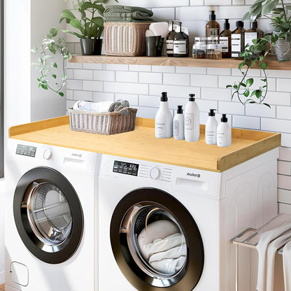 Gashell Washer Dryer Countertop, 27.5" x 54" Bamboo Washer and Dryer Countertop for Laundry Room Organization(Retro Brown)