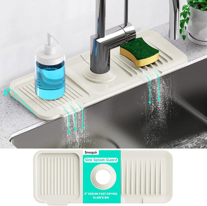 24 Inch Longer Faucet Mat for Kitchen Sink [5° Slope Fast Self-draining]Bathroom Kitchen Sink Splash Guard Silicone Sinks Faucet Mat Splash Guard for Kitchens Sinks Area Tidy Splashs Draining Mats