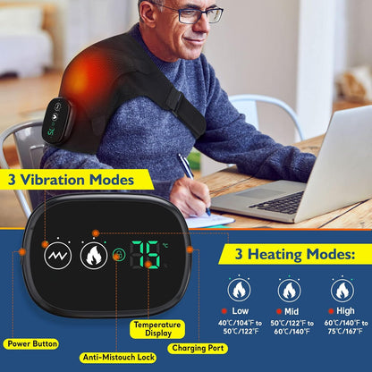 Cordless Shoulder Heating Pad with Massage, FSA Eligible Items List, Heated Shoulder Wrap Massager for Pain, Rotator Cuff Heating Pad HSA Approved Products Only