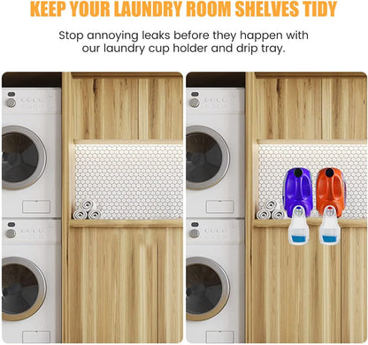 2 Pack Detergent Cup Holder, Anti-Slip Detergent Drip Catcher Thick, Plastic Laundry Drip Tray Catcher, No More Leaks or Mess Laundry Room Gadget for Softener